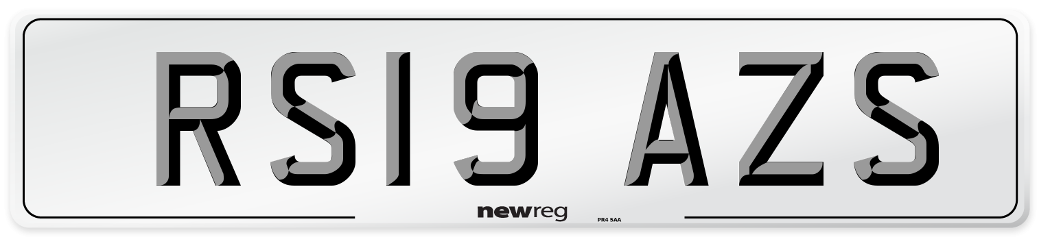 RS19 AZS Number Plate from New Reg